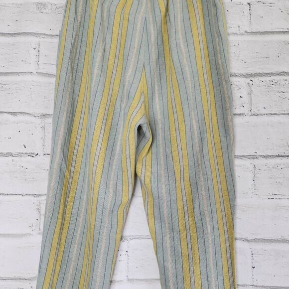 Soft Surroundings Women's Multicolor Stripe Linen Blend Crop Pants Wide Leg 10 - Picture 10 of 14